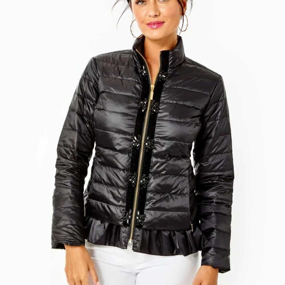 Lilly Pulitzer Darcia Puffer Jacket in Onyx Size 4